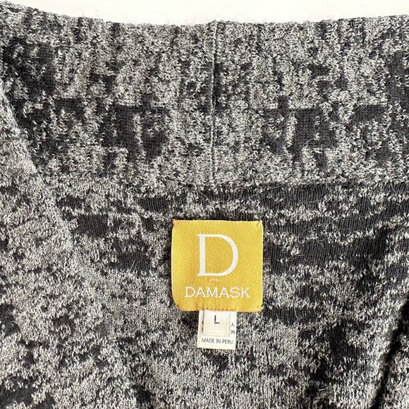 Damask Alpaca Pima Cotton Blend Jacquard Snap Front Gray Cardigan Jacket L - Picture 5 of 11